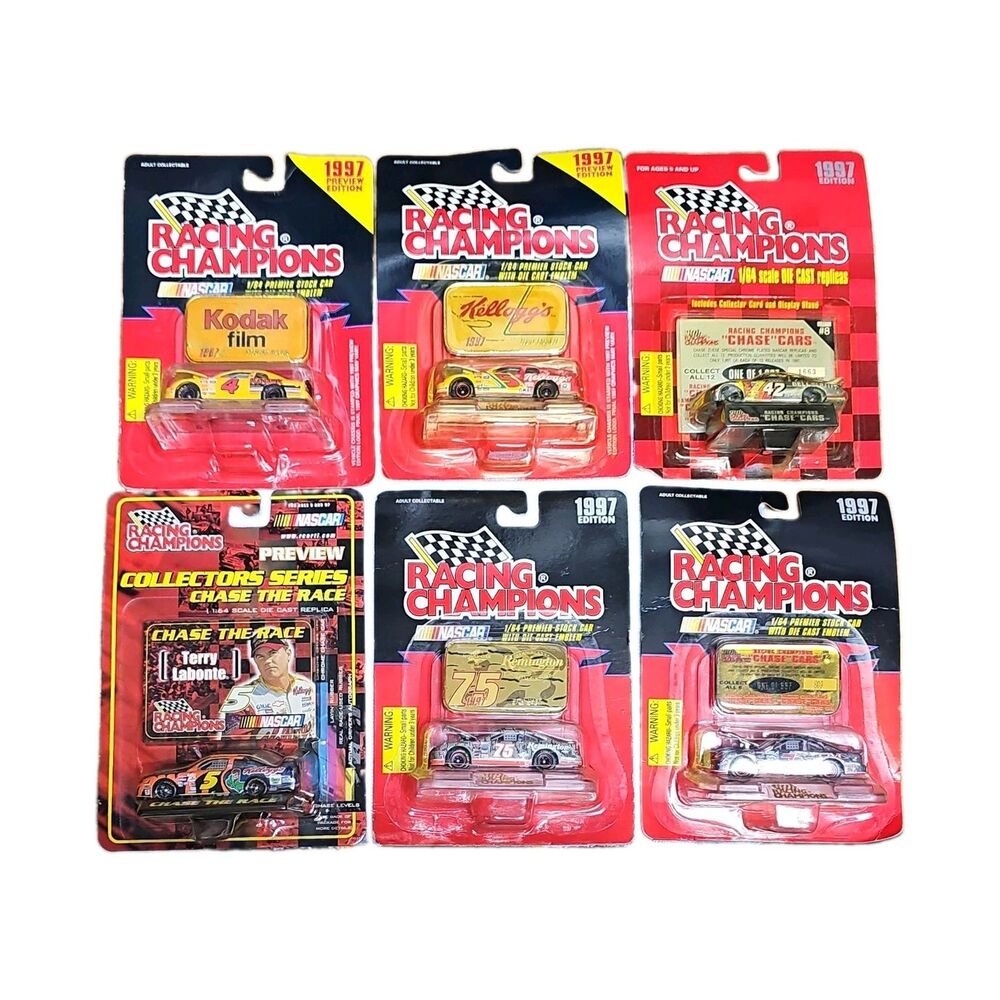 Racing Champions NASCAR Chase Cars 1997 1:64 Diecast Lot of 6 Unopened